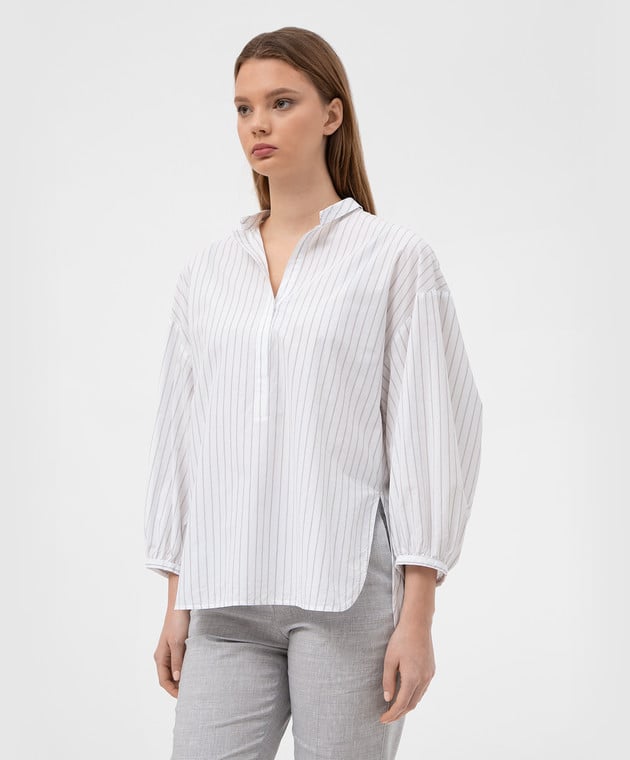 Peserico Біла блуза в смужку S06094L102924 зображення 3