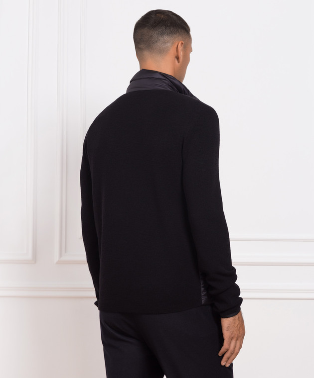 Moncler Черный комбинированный кардиган с нашивкой логотипа 9B00006M1122 изображение 4