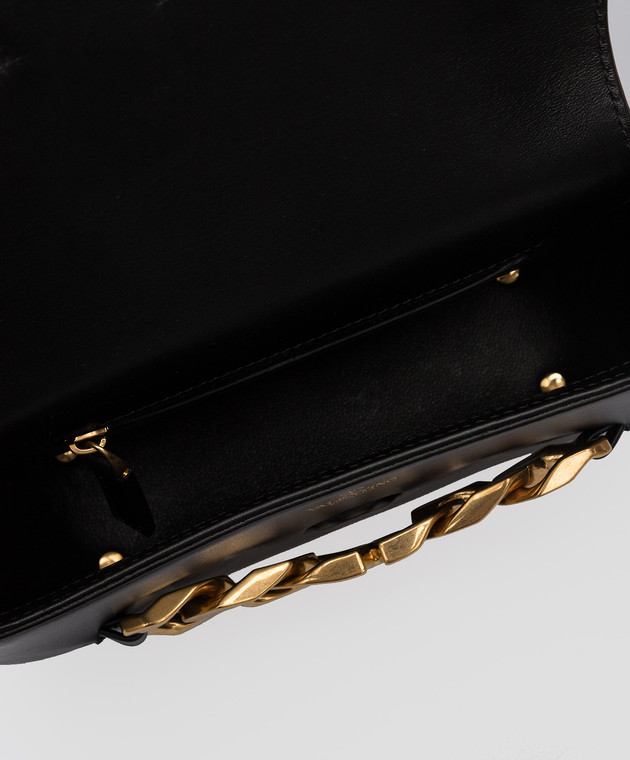 Valentino Черная кожаная сумка-багет Vlogo 1W2B0K81ZHF изображение 4