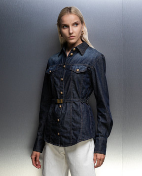 Balmain Синя джинсова сорочка з ефектом потертості BF0HC060DD63
