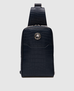 Stefano Ricci Синяя сумка-слинг из кожи крокодила с логотипом логотип ND219GPCSVD