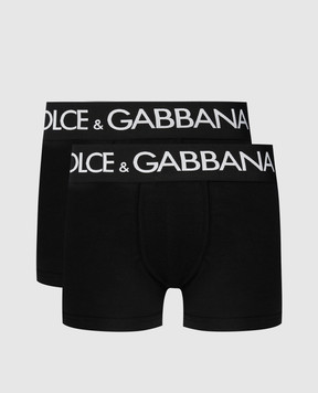 Dolce&Gabbana Набор черных трусов-боксеров с логотипом. M9D70JONN97