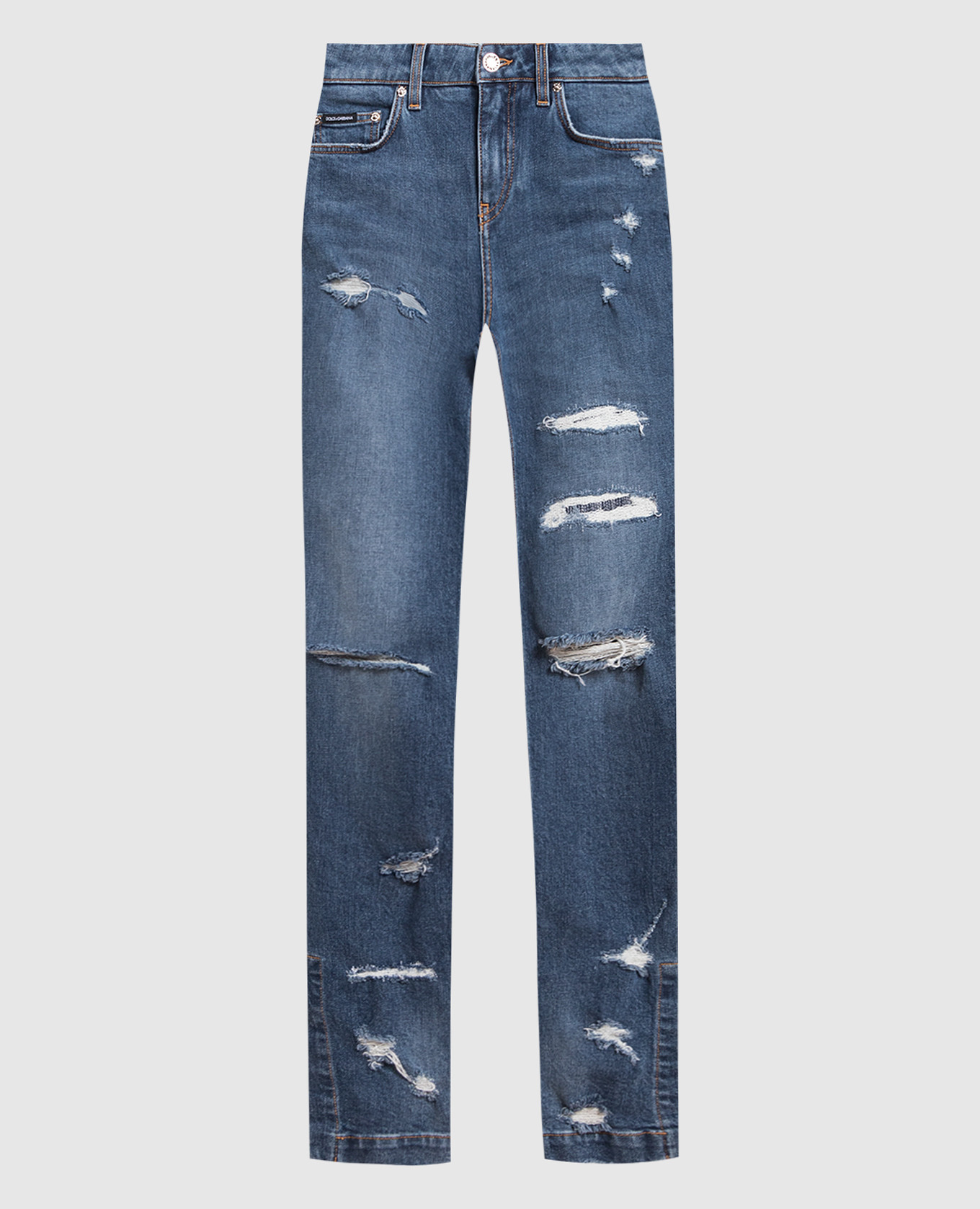 

Синие джинсы с прорехами, Синий, Зауженные джинсы