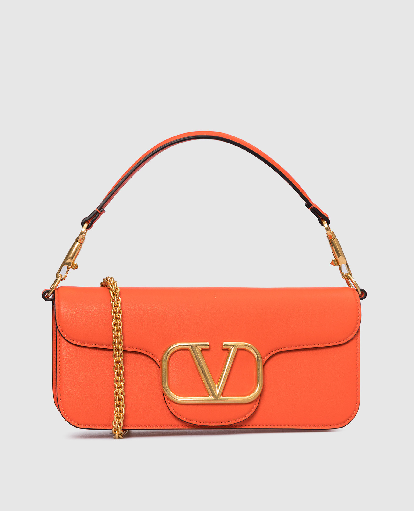 Оранжевая кожаная сумка кросс-боди с эмблемой VLogo Signature