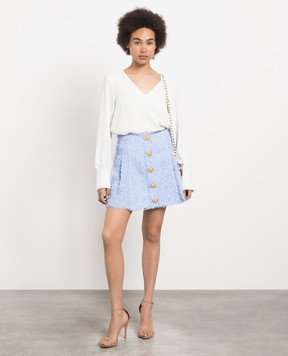 Balmain Блакитна твідова спідниця міні AF0LA158XC67