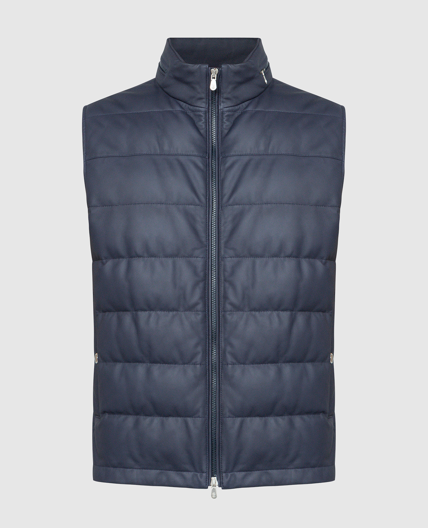 

Синий кожаный пуховый жилет, Верхняя одежда