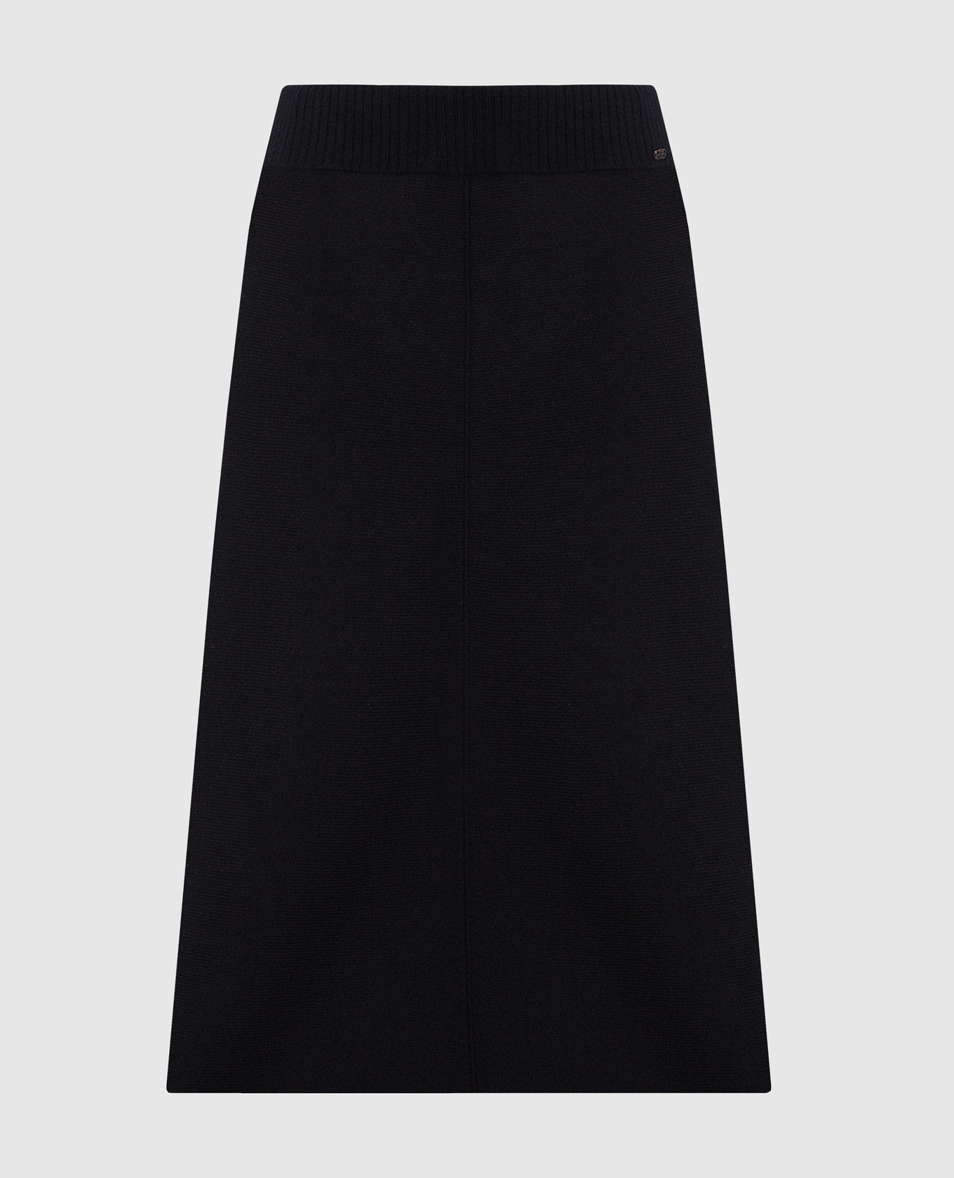 Black logo cashmere midi skirt