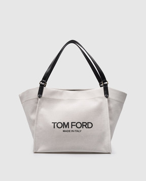 Tom Ford Бежевая сумка-тоут AMALFI с принтом логотипа L1769ICN006G