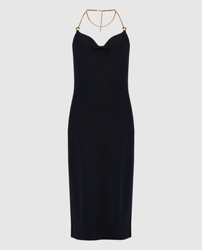 Bottega Veneta Чорна сукня міді з ланцюжком 773543V3O30