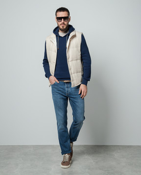 Brunello Cucinelli Синие джинсы с эффектом потертости с вышивкой логотипа M283PD3210