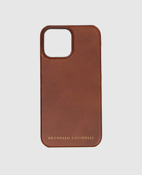 Brunello Cucinelli Brown leather case for IPhone 13 Pro Max MLLIB13M