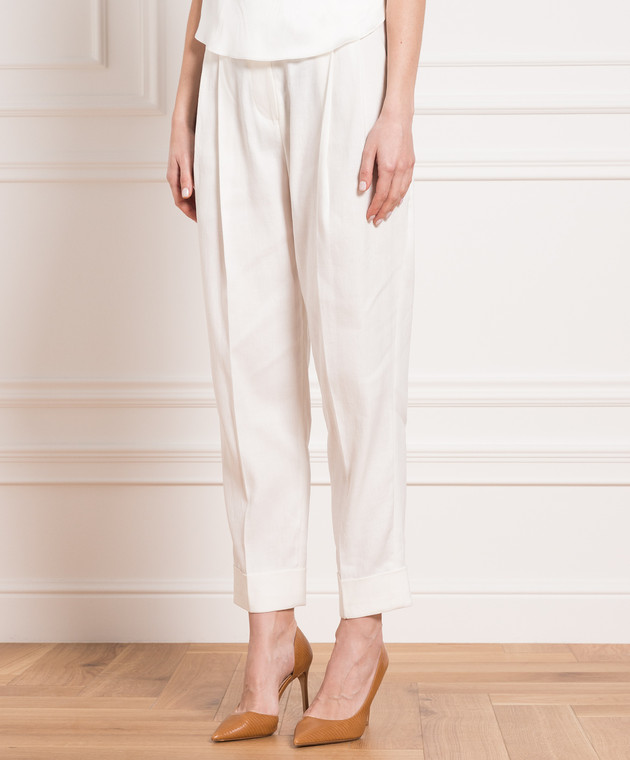 Brunello Cucinelli White pants with monil chain MF591P8254 изображение 3