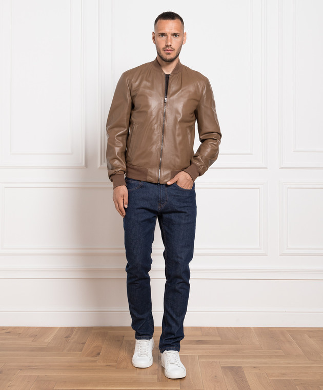 Dolce&Gabbana Brown leather bomber jacket G9PB9LGEZT6 image 2