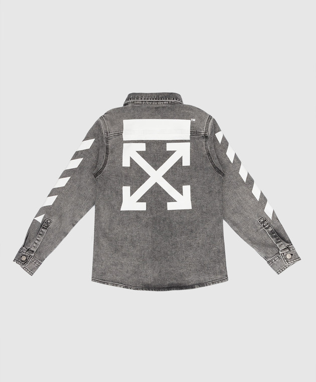 Off-White Children's gray denim shirt with contrasting Arrow logo print OBYD001S22DEN002 image 2