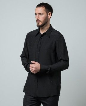 Dolce&Gabbana Черная рубашка из шелка с логотипом монограмма G5JL8TFJ1FK