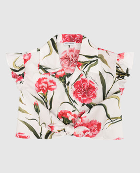 Dolce&Gabbana Детская белая рубашка с принтом Happy Garden L55S74HS5O0814
