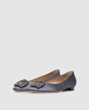 Manolo Blahnik Серые балетки Hangisiflat с кристаллами HANGISIFLAT10