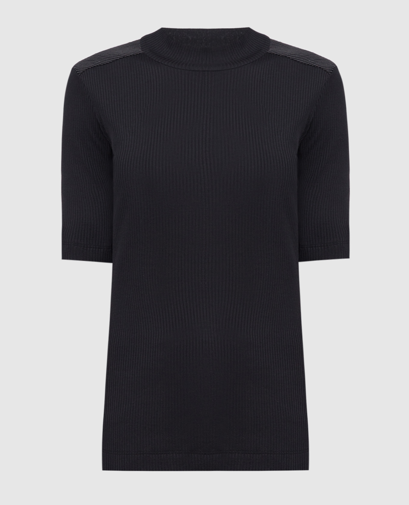 Black ribbed jumper with monil chain