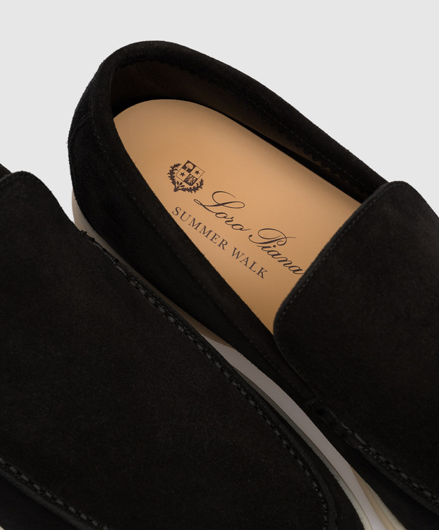 Loro Piana Черные замшевые слипперы Summer Walk FAE8124 изображение 5