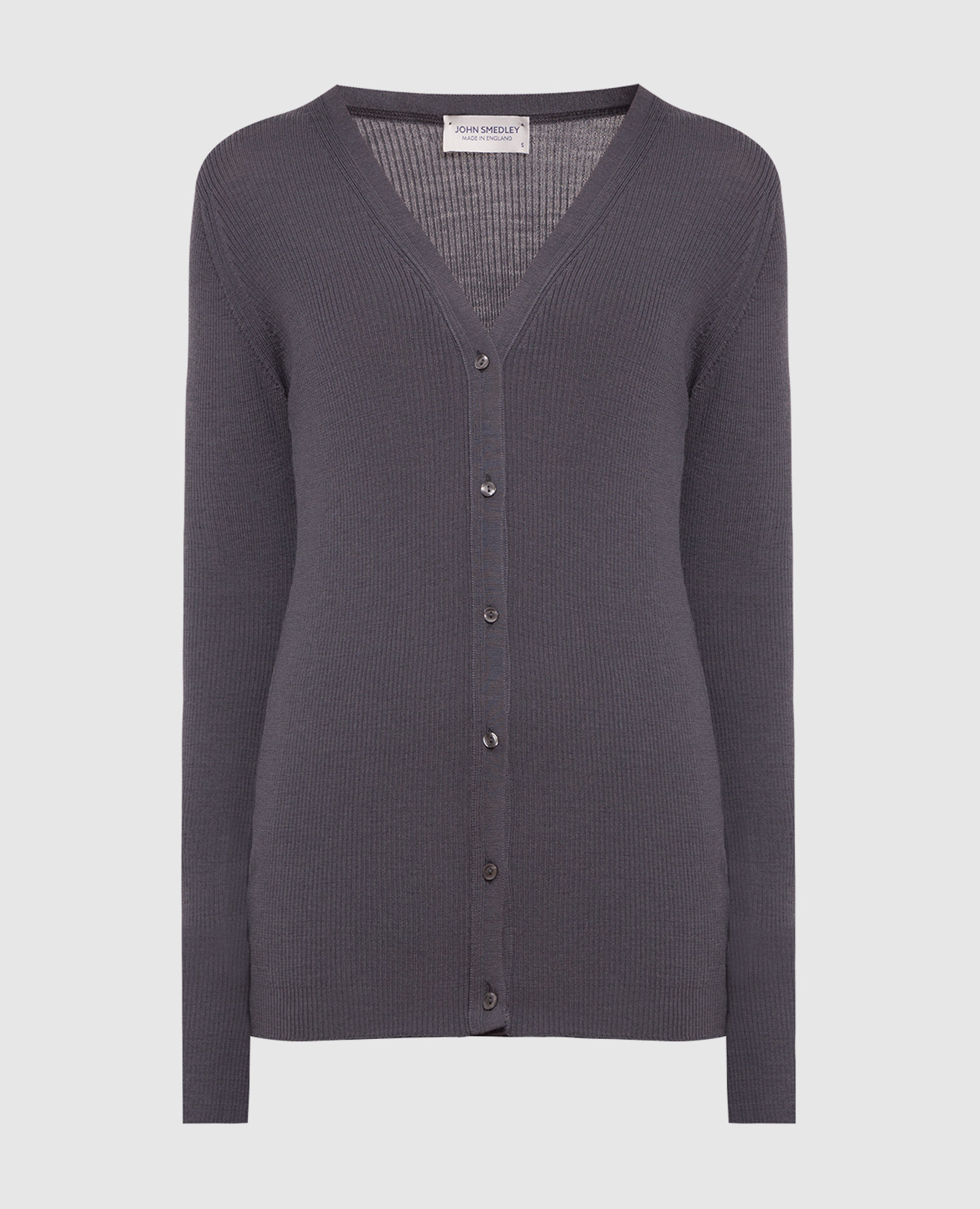 Lasca cardigan in charcoal ribbed wool