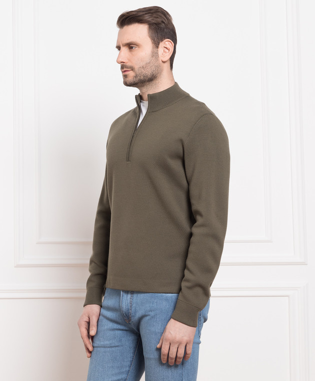 Loro Piana Свитер цвета хаки Empire из шерсти FAM9257 изображение 3