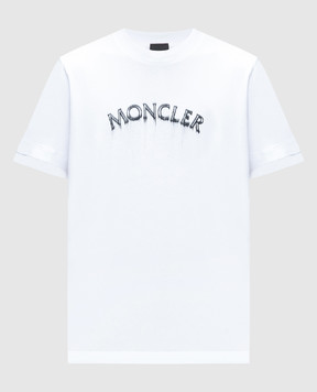 Moncler Біла футболка з принтом логотипа 8C0000289A17