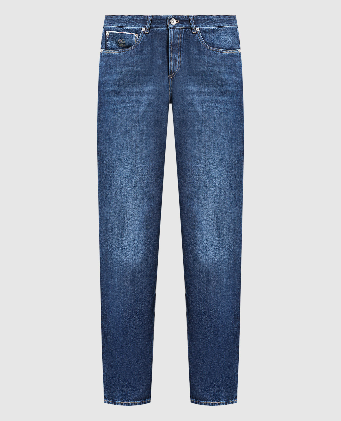 Dark blue distressed jeans