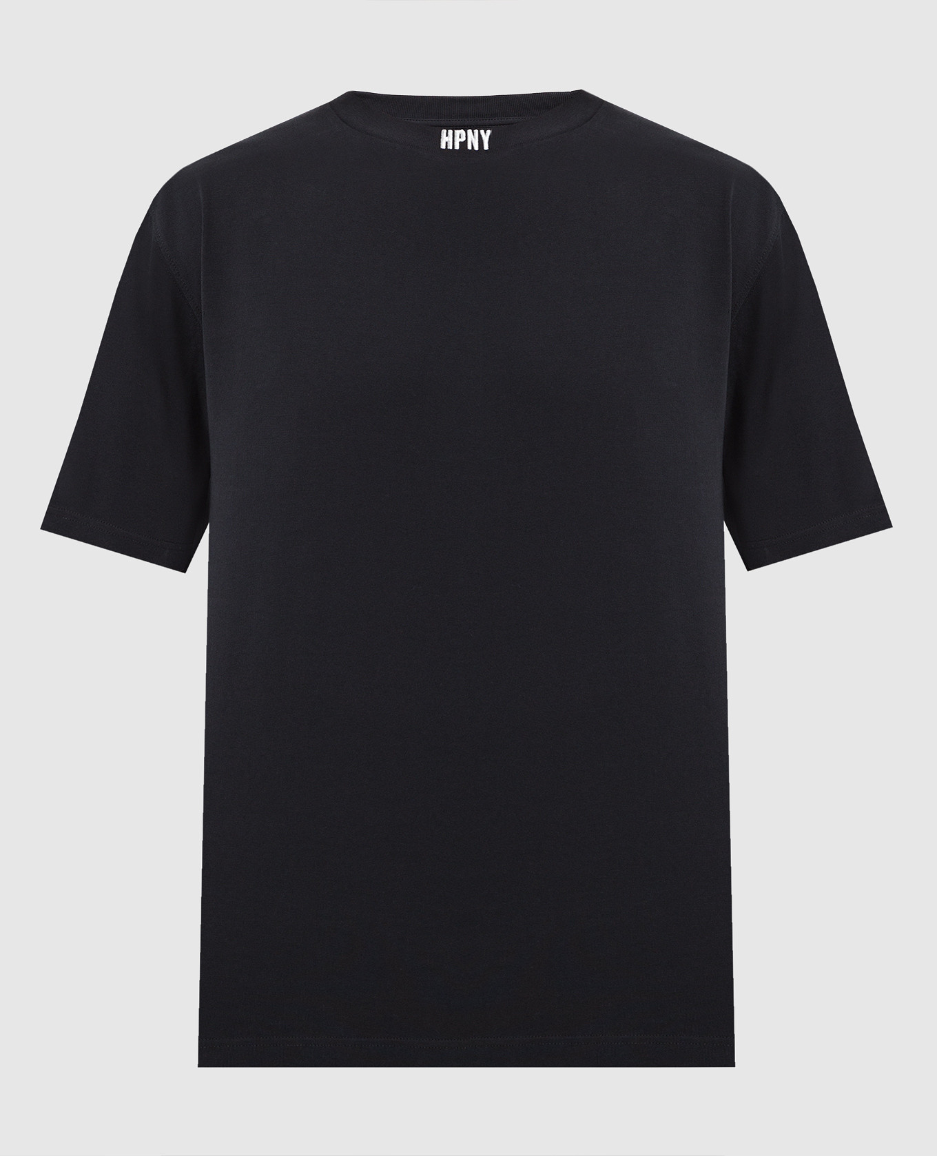 Black t-shirt with contrasting HPNY logo embroidery