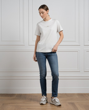 Brunello Cucinelli Біла футболка Nature з ланцюжком моніль M0A45EI600
