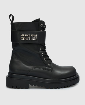 Versace Jeans Couture Чорні черевики з металевим логотипом 75VA3S6471570