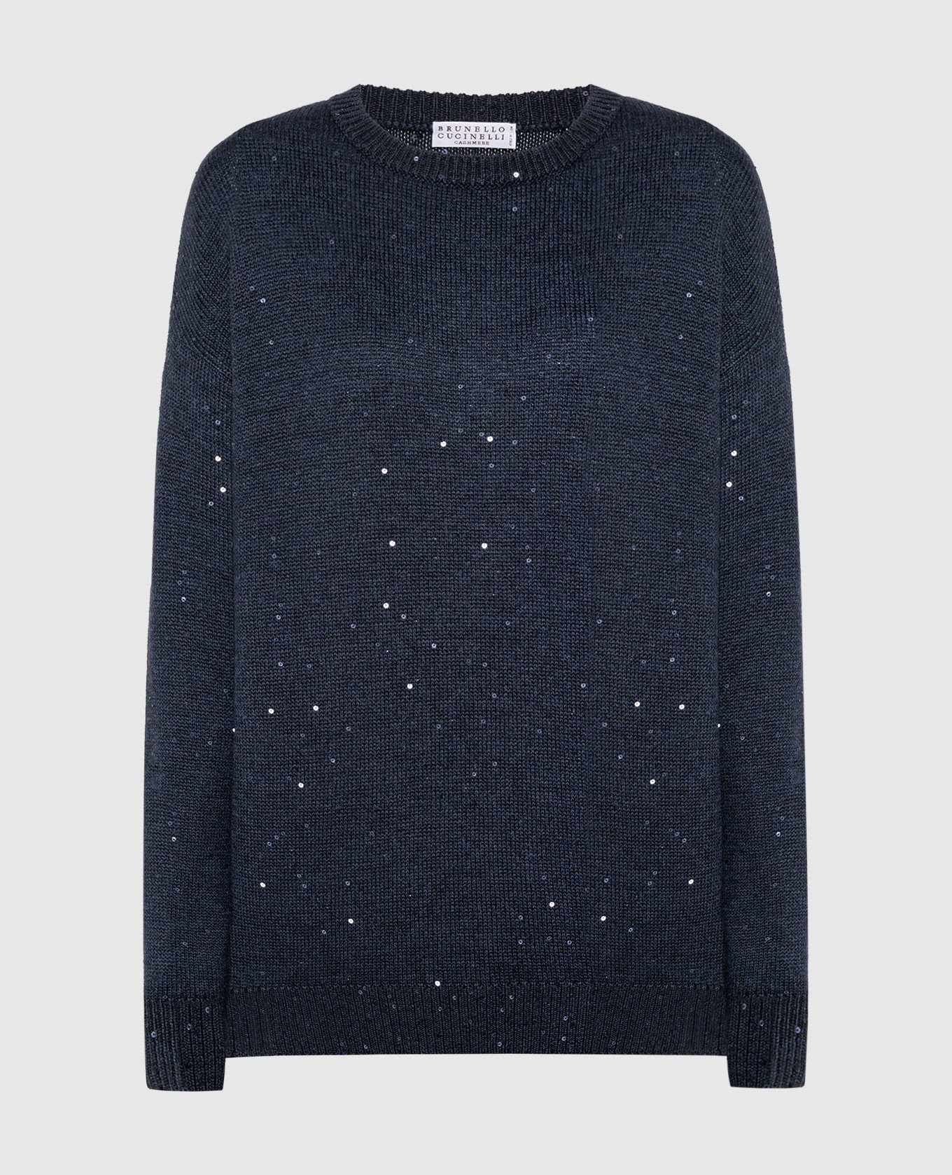 Blue cashmere and silk jumper with sequins