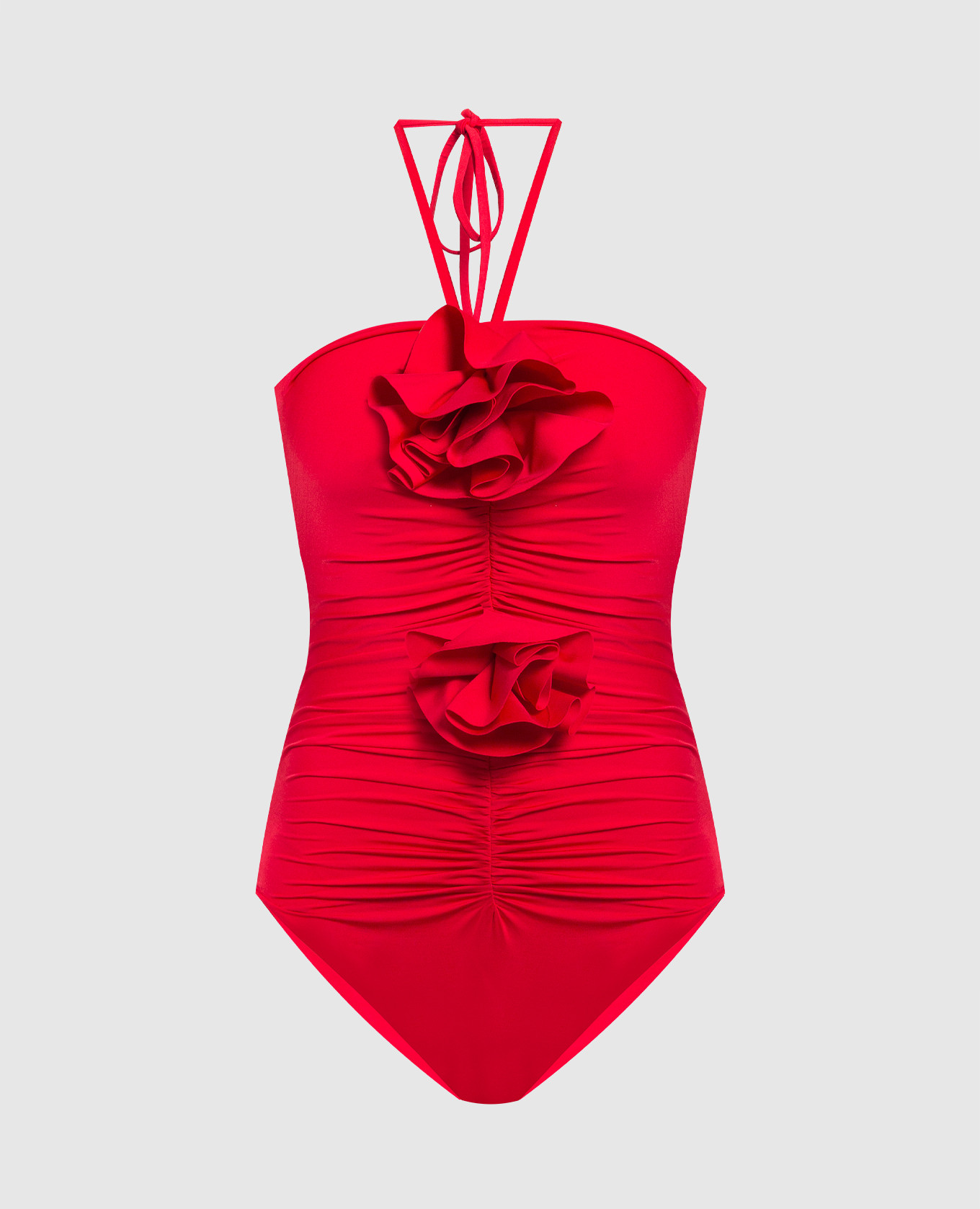 Red swimsuit with applications