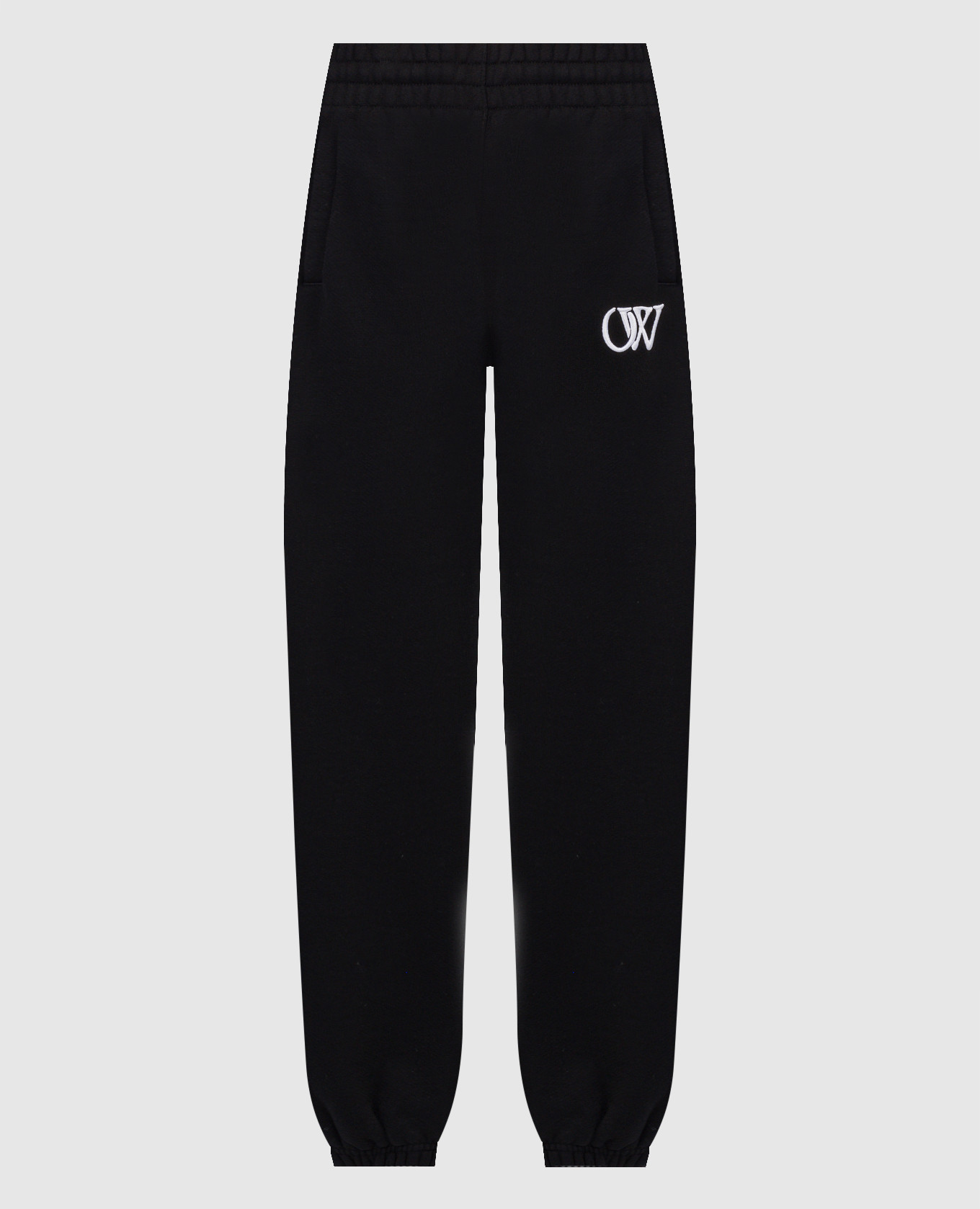 Черные джогеры с контрастной вышивкой логотипа OW