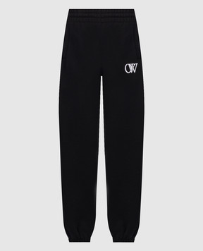 Off-White Чорні джогери з контрастною вишивкою логотипа OW OWCH006S24FLE001