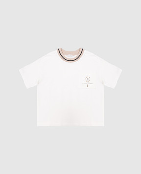 Brunello Cucinelli Дитяча біла футболка з вишивкою BH827E284C