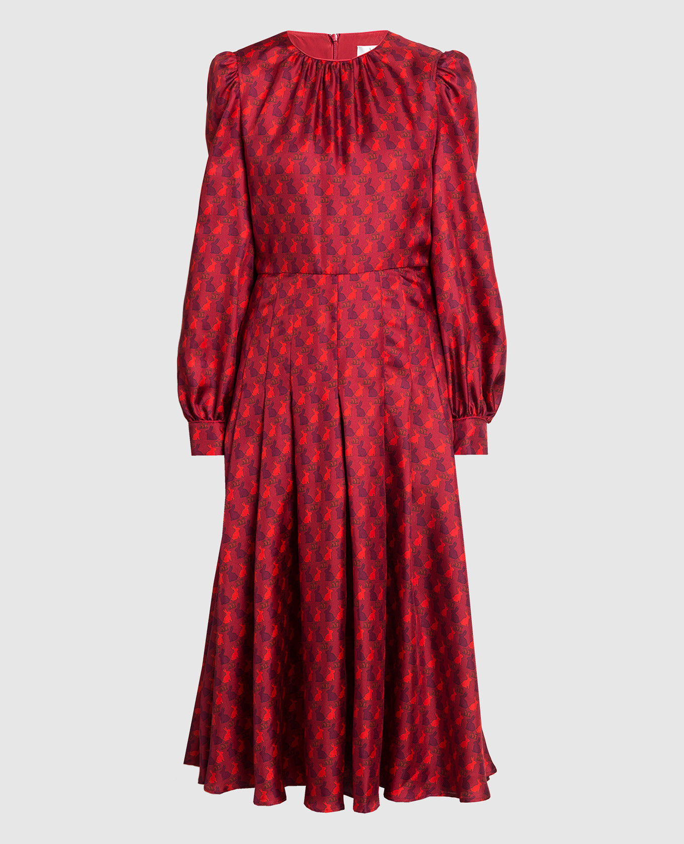 Red dress PAREO made of silk with a print