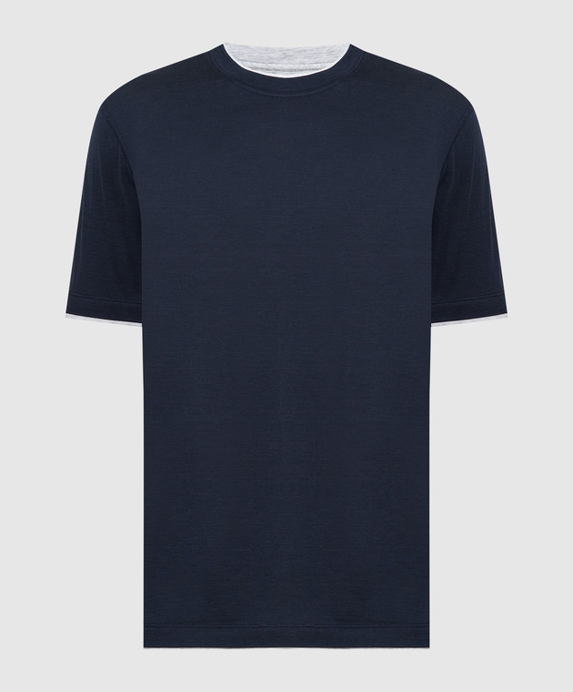 Brunello Cucinelli Темно-синя футболка MTS467427