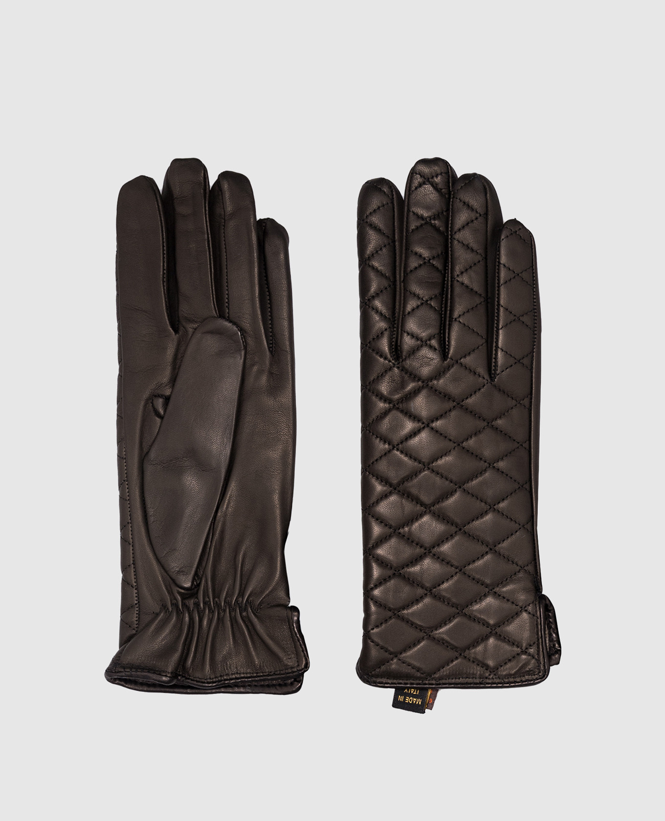 Черные кожаные стеганные перчатки