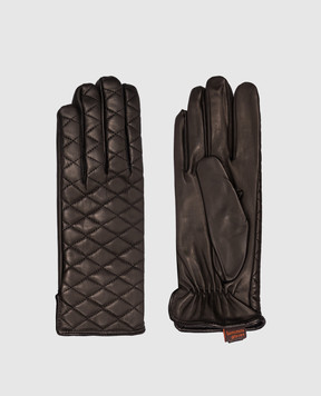 Sermoneta Gloves Черные кожаные стеганные перчатки CHANEL