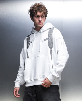Off-White Біле худі Backpack з принтом OMBB085F23FLE031