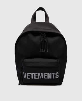Vetements Черный рюкзак с логотипом из кристаллов. UE64BA240B