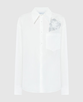 Giuseppe Di Morabito Milano Белая блуза с аппликацией с кристаллами 02PSTO231F02277