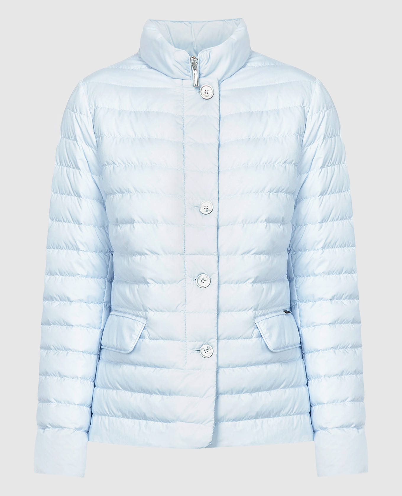 AISHA-S3 blue quilted down jacket with logo