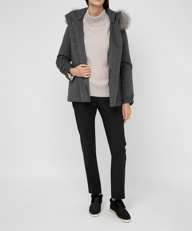 Loro Piana Серая парка из кашемира с мехом лисы FAF8086 изображение 2