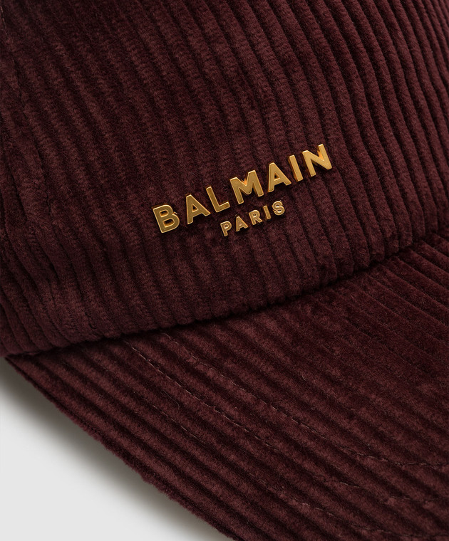 Balmain Burgundy corduroy cap with logo BF1XA195CE08 image 4