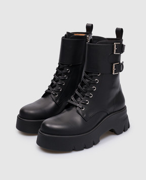 Gianvito Rossi Черные кожаные ботинки Marloe с тиснением логотипа G7301920GOM