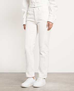 Off-White Білі джинси з патчем логотипу OWYA054S23DEN002