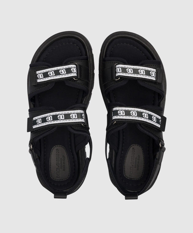 Dolce&Gabbana Дитячі чорні комбіновані сандалі з контрастним логотипом DG DA5049AA4373336 зображення 4