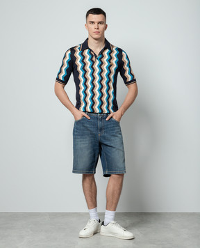 Dolce&Gabbana Синє поло із шовку з металевим логотипом DG GXZ02TJBSH1