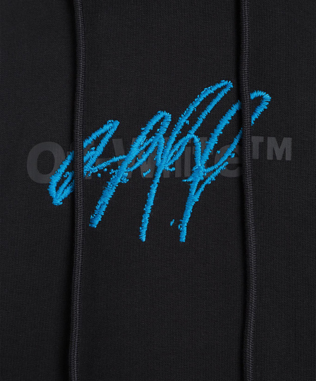 Off-White Черное худи с принтом и вышивкой логотипа OMBB097F22FLE014 изображение 5